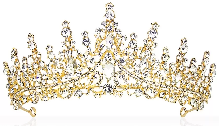 Crystal Gold Bridal Wedding Vintage Crown for Women