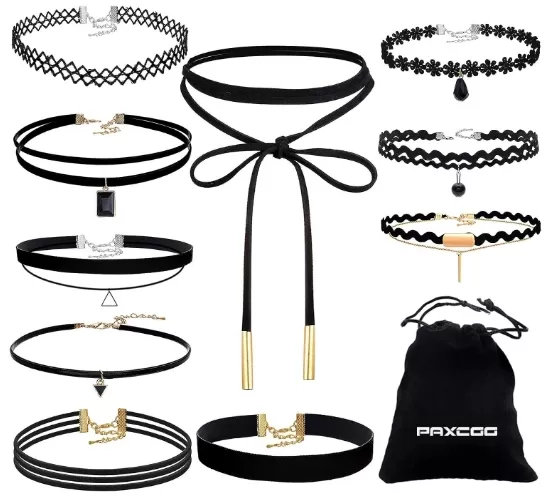 Outus 10 Pieces Black Velvet Choker Necklace