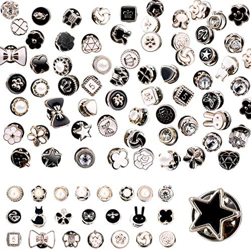 80 Sets Brooch Pin Assorted Instant Buttons Jean Buttons Pins Mini Pins Shirt Brooch Buttons Small Safety Lapel Pins for Women Clothes Jeans Coat Dress Sweater Hat Bags Decoration, 0.39 Inch